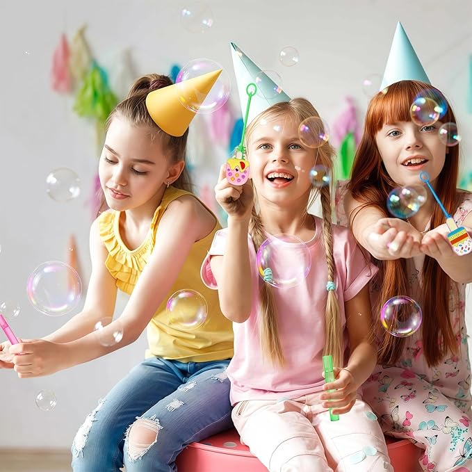 24 Ice Cream Party Favors Bubble Wands for Kids, Mini Bubbles Wand Toys, Summer Ice Cream Theme Birthday Party Supplies Goodie Gift Bag Stuffers Pinata Classroom Prizes