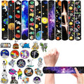 74PCS Space Slap Bracelets&Stickers Outer Space Theme 24PCS Slap Bracelets 50PCS Stickers Party Favors Basket Bag Filler School Prizes Gifts Party Favors Bulk