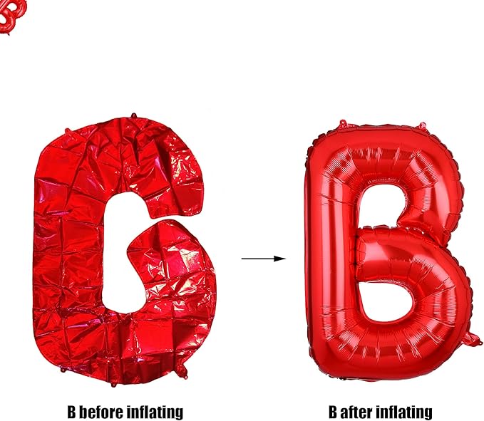 40 Inch Big Red Letter Balloons Foil Mylar Wedding Bachelorette Wedding Birthday Bridal Shower Anniversary Celebration Graduation Party Decoration Alphabet B (A-Z)