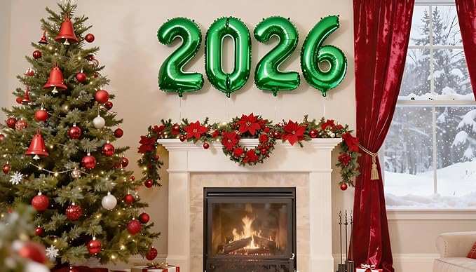 Dark Green 2026 Number Balloon, 2026 Foil Balloon Green 40 Inch, Balloons for New Years Eve Party Supplies, 2026 Graduation Decoration