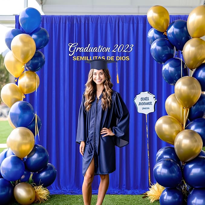 8x10FT Royal Blue Backdrop Curtains for Wedding Parties, Wrinkle Free Polyester Photography Back Drop Drapes for Wedding Baby Shower Birthday Parties Stage Background Stand Decorations 4x10ft,2 Panels