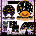 Halloween Party Supplies Decoration Set, 141 Pieces Includes Plates, Napkins, Cups, Tablecloth and Tableware for Halloween Horror Theme Party Decorations, Serves 20 ( Cartoon )