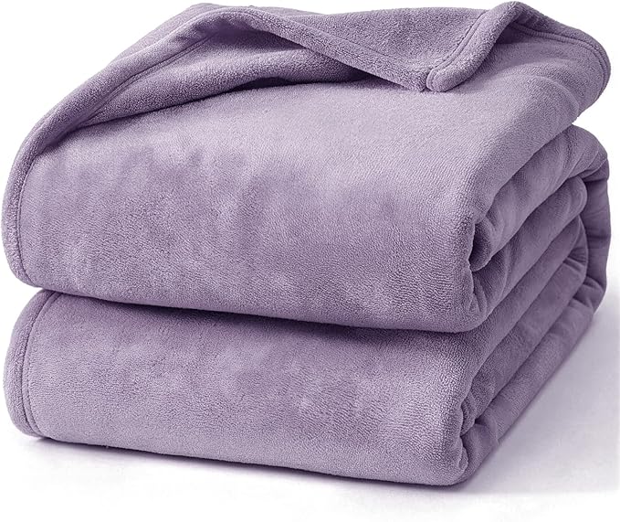 Hansleep Fleece Fog Purple Twin Blanket, Super Soft Flannel Fuzzy Plush Cozy Blanket for All Seasons, Fog Purple, Twin 60x80 Inches
