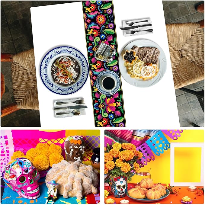 Oudain 3 Pcs Fiesta Tablecloth 108 x 54 Inch Plastic Tablecover Mexican Waterproof Tablecloth Disposable Table Cover for Taco Night Festive Mexican Fiesta Wedding Party Decoration (White)