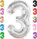 KatchOn, Big Silver Number 3 Balloon - 40 Inch | 3rd Birthday Decorations for Girls & Boys