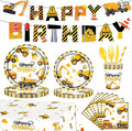 194Pcs Construction Plates Birthday Party Supplies Decorations Serve 24 | Includes Napkins Cups Tablecloth and Banner | Boys Construction Themed Birthday Party