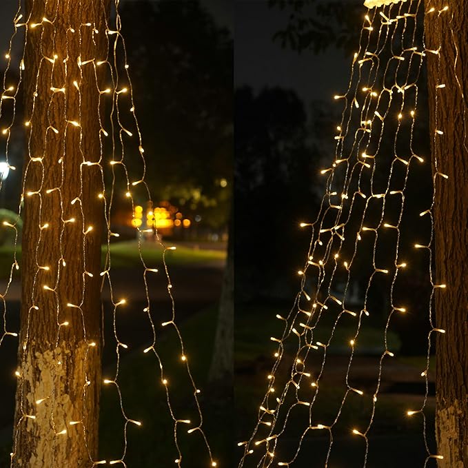 Outdoor Christmas Tree String Lights with 9 Strands 11.5ft, 350 LED Christmas Tree Lights with 8 Modes, Waterproof for Yard Patio Xmas Wedding,Party,New Year (Warm White)
