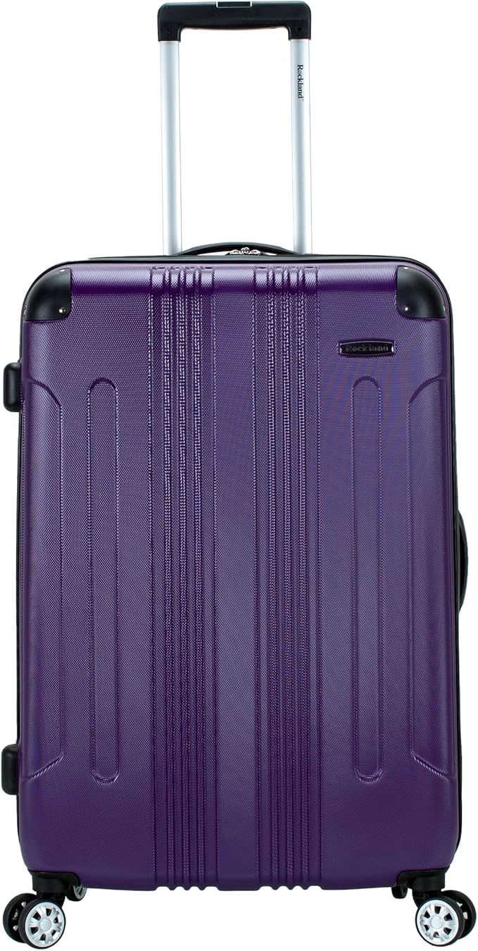 Rockland London Hardside Expandable Spinner Wheel Luggage, Checked Large 28", Purple