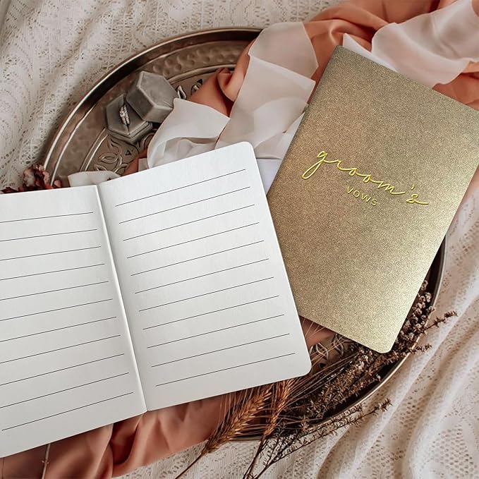 Vow Books for Bride and Groom, His and Hers Vow Books for Wedding-Soft Touch Gold Foil Engraving, Engagement | Wedding Essentials