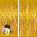 Valentines Day 4 Pack 3.3 * 8.3 ft Foil Curtain Metallic Tinsel Fringe Curtains Photo Booth Props Backdrop for Birthday Wedding Engagement Baby Shower Christmas Holiday Celebration Partyl,Gold