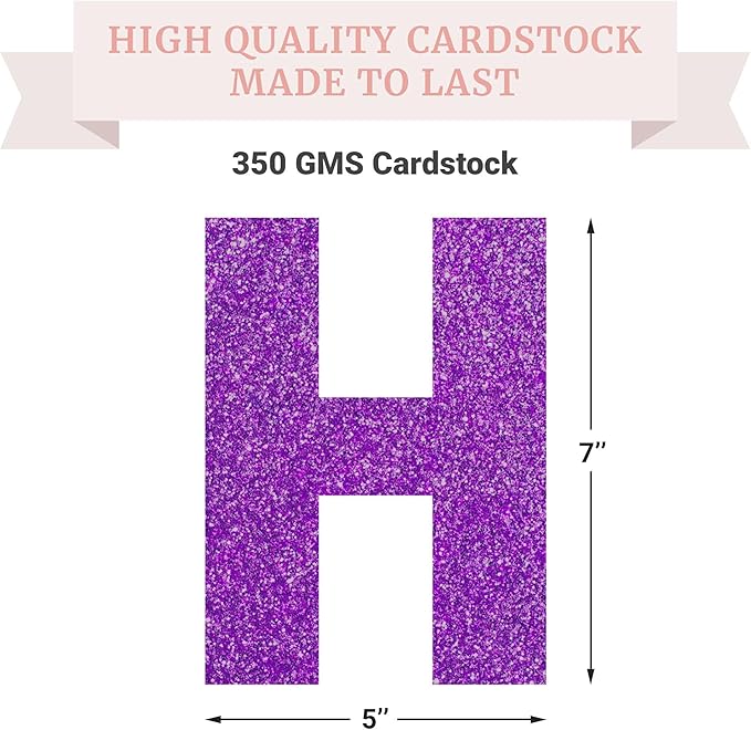 Pre-strung Happy Birthday Banner - No DIY - Purple Glitter Happy Birthday Party Banner for Girls & Women - Pre-strung on 8 ft Strands - Purple Bday Party Decorations & Decor. Did We Mention No DIY