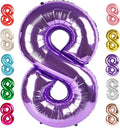 40 Inch Number 8 Balloon, Purple 8 18 28 80 Birthday Balloons for Men Boys, 8th Birthday Decorations Party Supplies, Wedding, Graduations