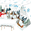 Tevxj 3 Pieces Winter Snowflake Plastic Tablecloth Christmas Holiday Party Plastic Table Covers Let's it Snow Snowman Theme Baby Shower Birthday Home Party Decorations Supplies 54X108inch