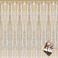 4 Pack 3.3Ft x 6.6Ft Champagne Gold Foil Fringe Curtain Backdrop, Metallic Tinsel Foil Fringe Streamers Curtains Background for Photo Booth, Birthday, Wedding, Valentine's Day Party Decoration