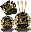 96Pcs 50th Birthday Party Tableware Set, Back in 1976 Birthday Party Decorations Supplies for Men Women Cheers to 50 Years Disposable Paper Plates Napkins Forks Favors, Serve 24