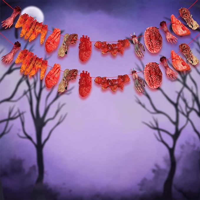 Seyal® Halloween Broken Body Parts, 36 Pcs Garland, Decorations Blood Body Parts for Scary Haunted House Halloween Horror Party Supplies