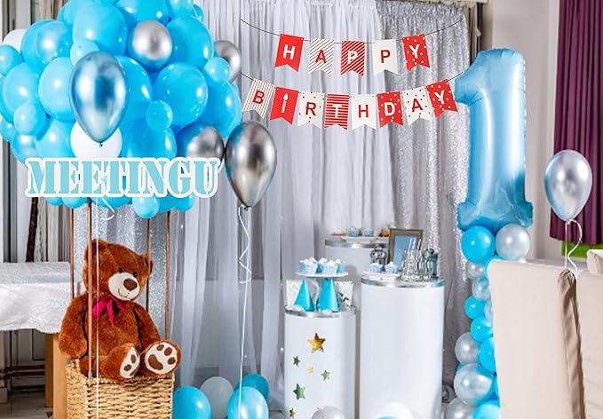 Red Happy Birthday Banner,Birthday Bunting Banner for Party Decorations