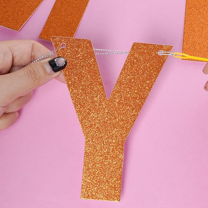 DIY Banner Kit with Letters Glitter Banner Letters Customizable Birthday Banners Graduation Banner Custom Party Hanging Banner for Graduation Wedding Party Baby Shower Decoration(Orange)