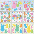 9 Sheets Easter Window Clings, 152PCS Double Sided Easter Party Clings for Glass Windows with Bunny Egg Flower, Reusable Happy Eggs Bunny Window Decals Stickers for Home Office Decorations