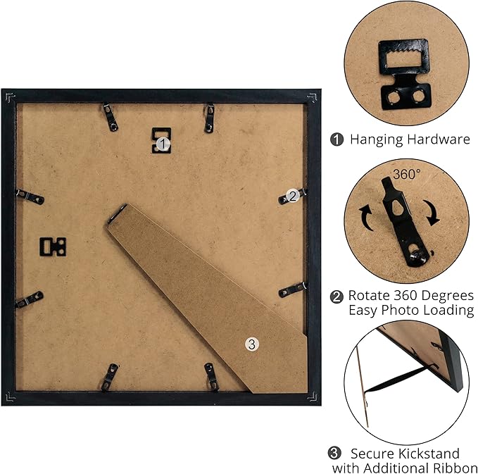 GraduatePro 12x12 Graduation Signature Board Picture Frame with 5x7 Mat for Wedding Birthday Guest Book Signing, Black with Off White Mat