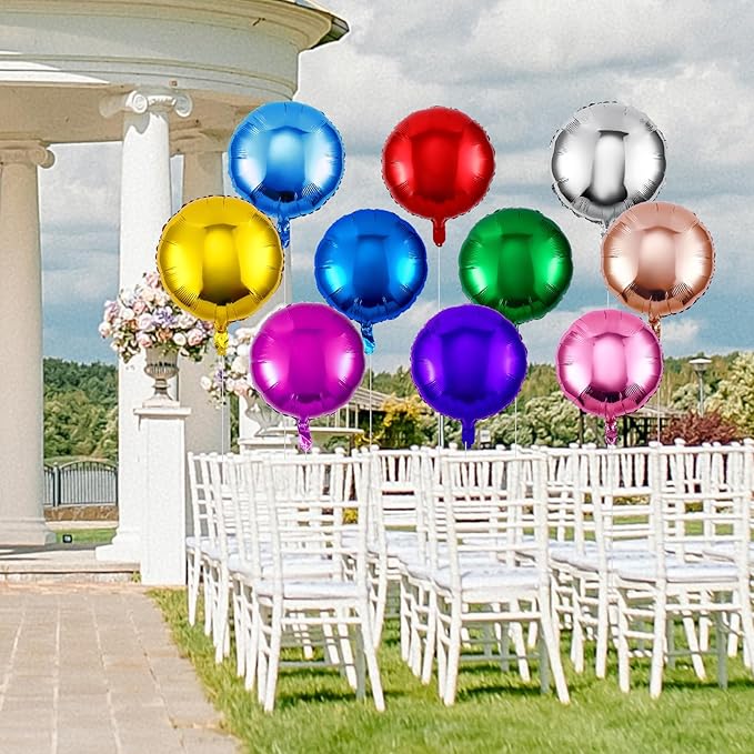Deekin 100 Pcs 18 Inch Round Foil Balloons Aluminum Foil Helium Balloons Bulk for New Year Party Birthday Baby Shower Graduation Wedding Decor(Mixed Colors)