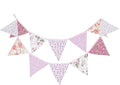 LOVENJOY Pink Floral 100% Cotton Bunting Banner for Girls Shabby Chic Wedding Birthday Decoration