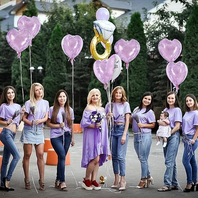 TONIFUL 30Pcs 18 Inch Light Purple Balloons Pastel Purple Heart Shape Foil Mylar Banners Decoration for Birthday Valentine's Day Wedding Bridal Shower Anniversary Engagement Party Supplies