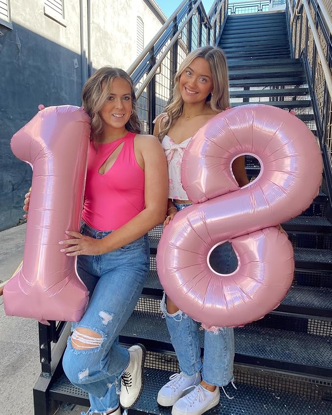 Pearlescent Pink Number 0 Balloon 40 Inch, 0 Balloon Numberfor 10th 20th 30th 40th 50th 60th Birthday Decorations, Pearlescent Pink Party Supplies for Men Women