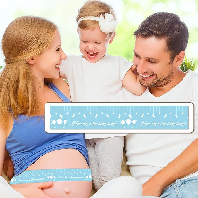 Baby Shower Games for Gender Neutral How Big is Mommys Belly Tape 150 feet Measure Baby Bump Tape Measuring Tape Pregnant Belly Bear Baby Shower Tummy Measuring Tape Party Favors Supplies Blue