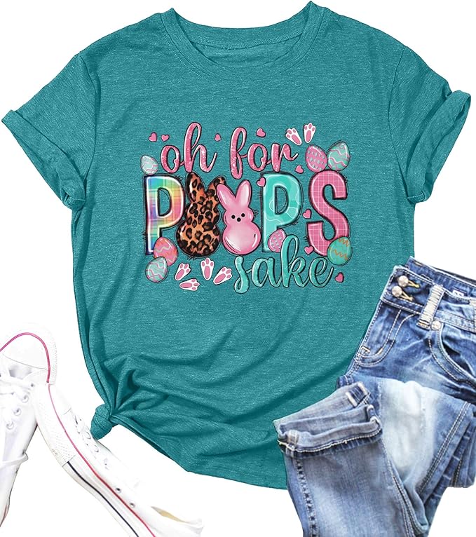 LAZYCHILD Women Easter Teacher Shirts: Funny Treat All with Kindness T-Shirt Bunny Rabbit Tee Tops