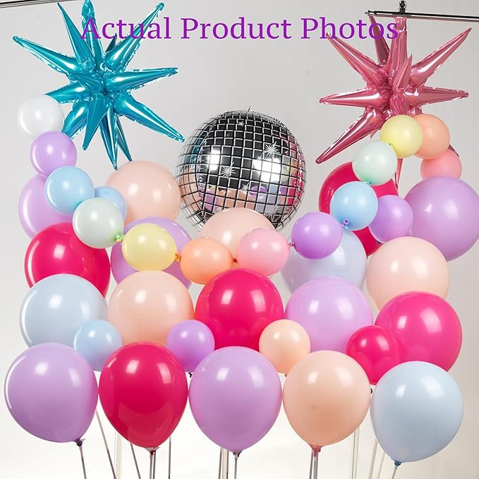 189Pcs Pink Purple Balloon Garland In My Teenage Princess Birthday Decorations Disco Ball Balloons For Music Themed backdrop,Customizable Bracelet Banner, Baby Shower,Bridal，Bachelorette Party