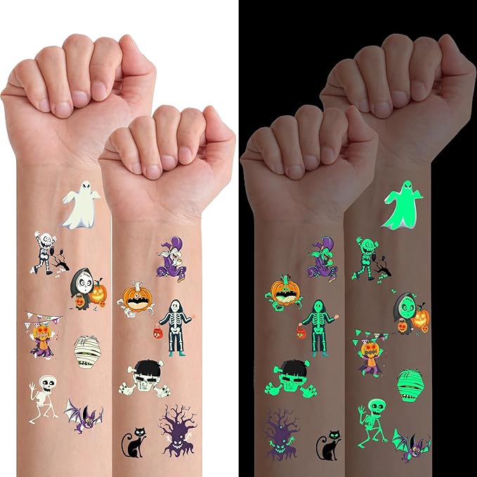 79 Pcs Halloween Scar Temporary Tattoos，Assorted Treat or Trick Halloween Fake Tattoo Stickers Goody Bag Stuffers Prizes