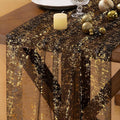 Socomi Gold Table Runner Gauze Tulle Sheer Glitter Metallic Foil Chiffon Cheesecloth Sequin 10FT Wedding Birthday Party Dining Anniversary Holiday Centerpiece Table Decor Black