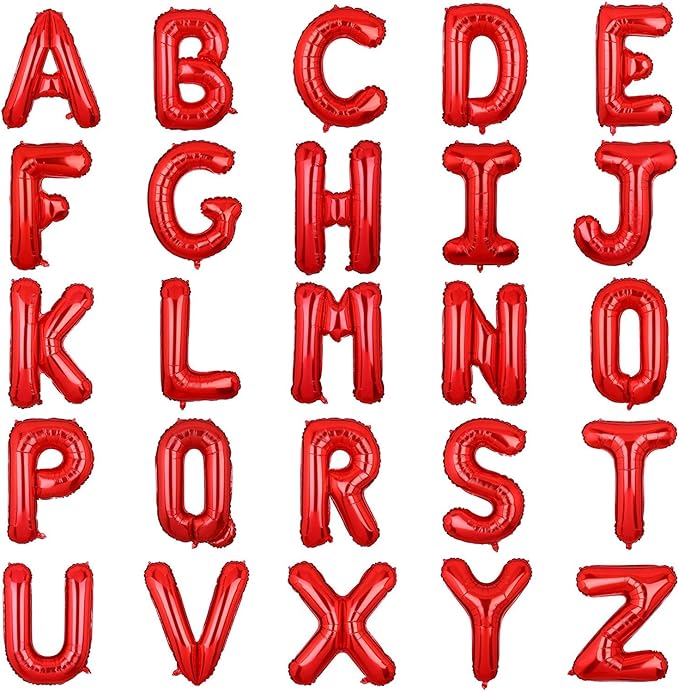40 Inch Big Red Letter Balloons Foil Mylar Wedding Bachelorette Wedding Birthday Bridal Shower Anniversary Celebration Graduation Party Decoration Alphabet I A-Z