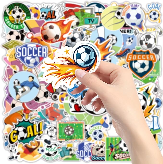 Soccer Party Favors - 100 PCS Soccer Stickers for Kids | Water Bottle,Laptop Sports Football Stickers for Toddlers - Activities Birthday Toys Games Crafts Gifts for Goodie Bags Gift Bags