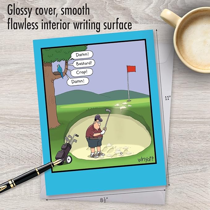 NobleWorks Jumbo Hilarious Birthday Greeting Card From Us 8.5 x 11 Inch with Envelope (1 Pack) Large Jumbo Bday Golf Bunker J3675BDG-US