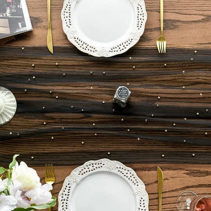Artoid Mode 10PCS Pearl Black Gauze Table Runner 120 Inch 10FT, Seasonal Sheer Dining Holiday Wedding Birthday Baby Shower Table Decor for Home Party