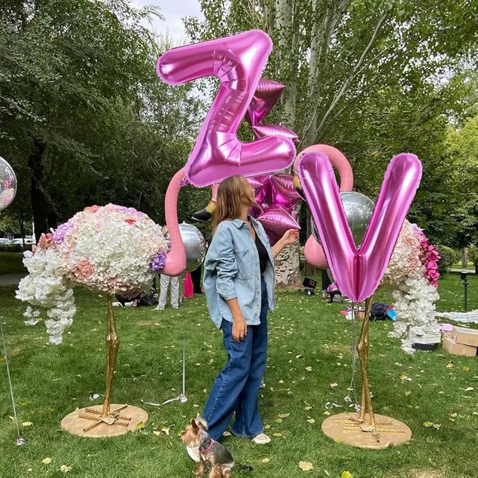 TONIFUL 40 Inch Large Rose Red Letter Z Balloons - Giant Hot Pink Alphabet Letter Balloons for Birthday Party Anniversary Supplies Decorations