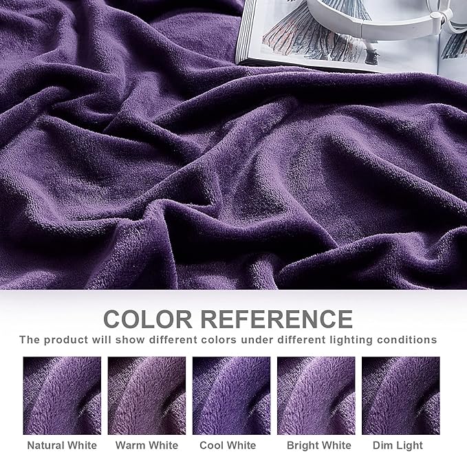 Hansleep Fleece Queen Blanket for Bed Fleece Purple, Queen Size Super Soft Flannel Fuzzy Plush Cozy Blanket for All Seasons, Purple, Queen 90x90 Inches