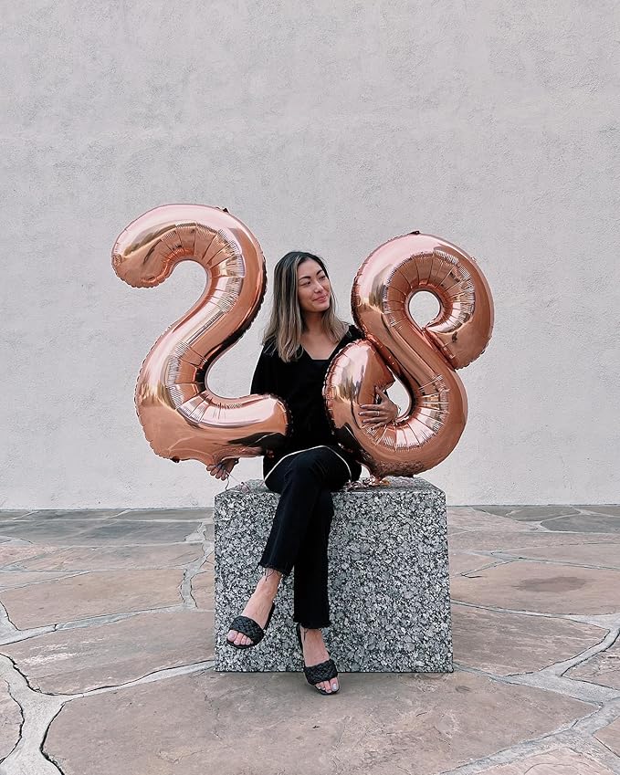 Rose Gold 8 Balloon, Number Balloons 40 Inch, 8th Birthday Decorations for Boys Girls, Birthday Balloons, Rose Gold Party Supplies, Number 8 Balloon