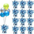 Aluminum Foil Balloon Weights for Parties (12 pcs) - 0.31lb (140g) Each - Premium Balloon Anchors for Birthday, Wedding, Dinner, Indoor & Outdoor Decorations（Light Blue 12pcs）
