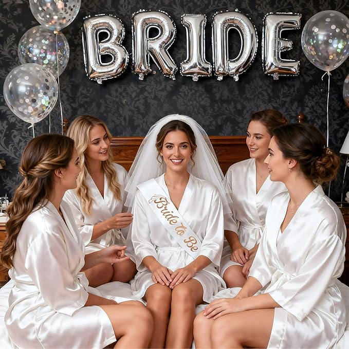 Rose Gold Bride to Be Sash Veil for Bachelorette Party Decorations, 2 Pack Bride to Be Decorations Set for Women and Girls, Bridal Shower Gift, Wedding Engagement Gifts for bride