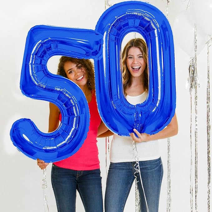 Number Balloons Navy Blue Balloons - Giant Number 50 Balloon, Blue 50th Number Balloon Birthday Decorations for Him