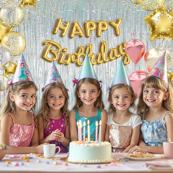 2 Pack Birthday Decoration, Silver Party Fringe Backdrop Decor Tinsel Foil Curtain Door Backdrop Banner Photo Booth Streamer for Birthday Wedding Baby Shower Bachelorette Disco Party