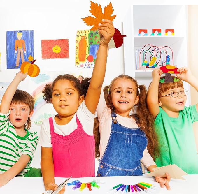 Cinrobiye 144 PCS Fall Party Favors Thanksgiving Autumn Painting Craft Set with Colorful Finger Rings, Harvest Festival Party Supplies, Goodie Bag Fillers, Piñata Fillers, Prize Bulk Set