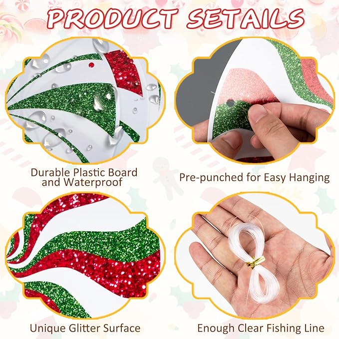 GuassLee Candy Gingerbread Christmas Outdoor Decorations - 18pcs Large Hanging Candy Cane Gingerbread Man Lollipop Decor for Outdoor Yard Porch Christmas Tree Decorations