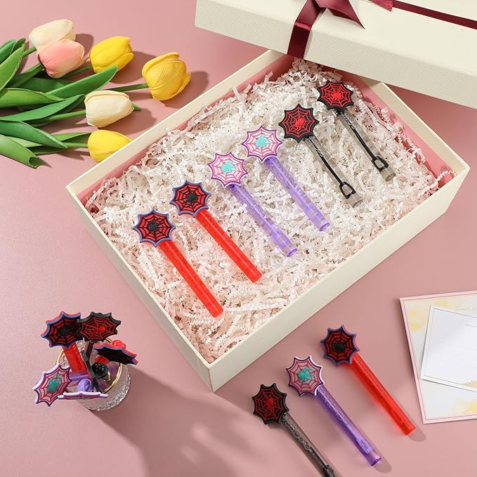 Jenaai 24 Spider Web Bubble Wands Spider Bubble Wand Party Favors for Summer Activity Cartoon Birthday Gifts Prizes Carnival Goody Bag Stuffers Wedding Supplies