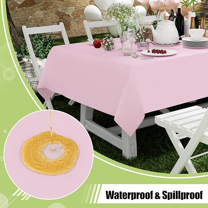 Smiry Disposable Table Cloth - 15 Pack, 54 x 108 Inch Waterproof Rectangle Tablecloths for Parties, Decorative Plastic Table Cover, Leakproof & Sturdy, Pink