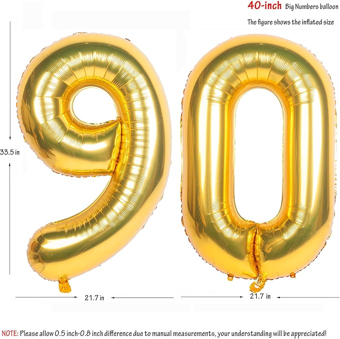 40 Inch gold Number Balloons Helium Foil Mylar Balloon Birthday Party banquet Decoration 90
