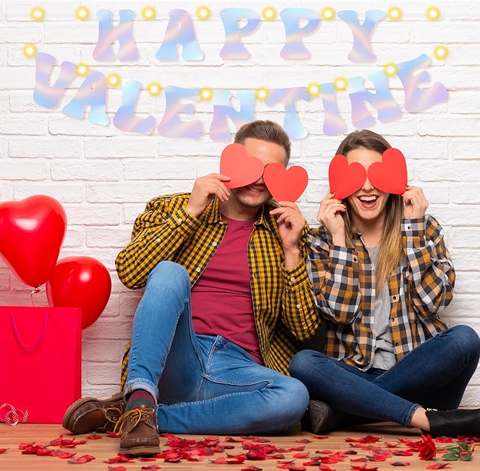 DIY Party Holographic Banner - 112Pcs Make Your Own Customize Letters with Lights Holographic Banners Kit for Birthday Baby Shower Valentines House Warming Wedding Holiday Party Decoration